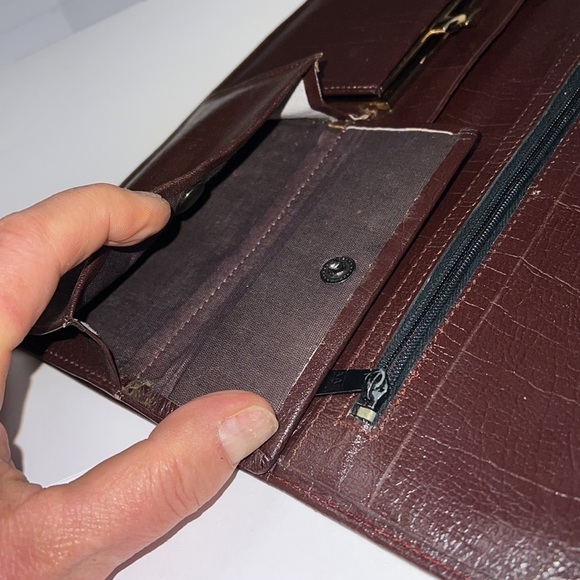 Vintage Beaded and Leather Long Clutch Bag Wallet - Picture 9 of 15